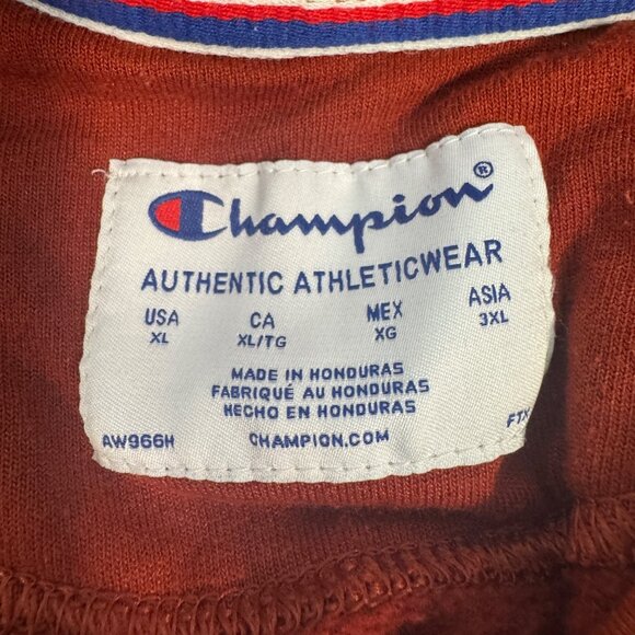 Champion Authentic Athleticwear Red Graphic Hoodie XL Logo Front Kangaroo Pocket - Picture 4 of 9